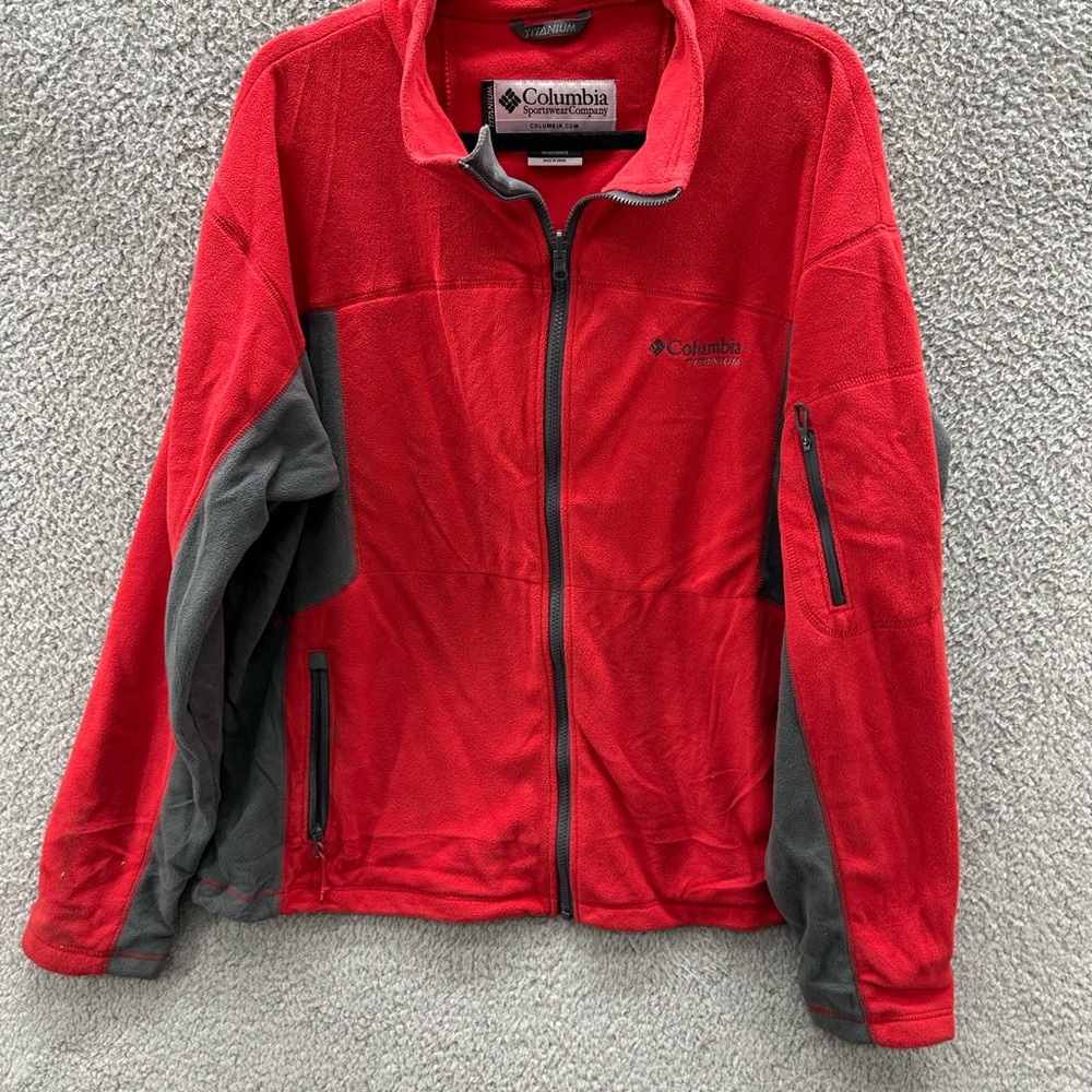 Columbia Red Performance Jacket with Gray Side Panels
